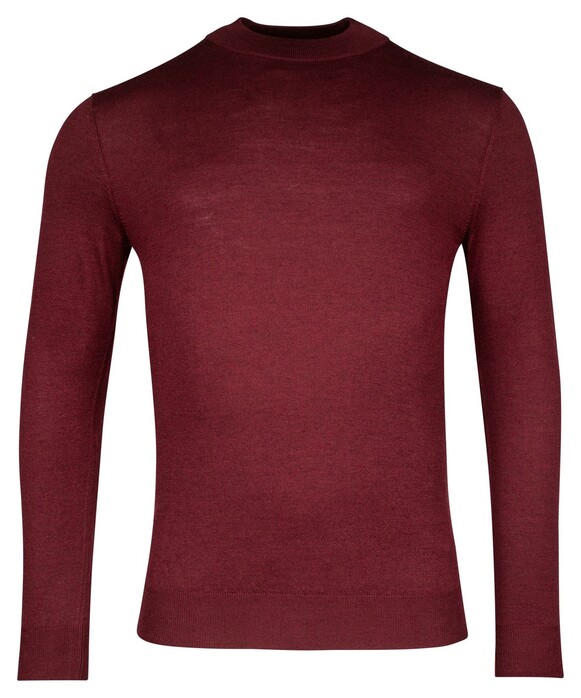 Thomas Maine Uni Color Turtleneck Single Knit Merino Pullover Bordeaux Melange