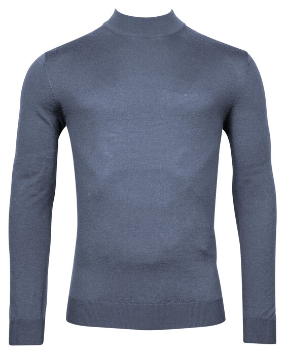 Thomas Maine Uni Color Turtleneck Single Knit Merino Pullover Storm Sky