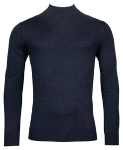 Thomas Maine Uni Color Turtleneck Single Knit Merino Trui Navy