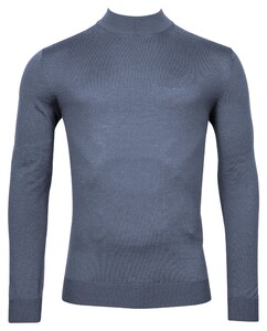 Thomas Maine Uni Color Turtleneck Single Knit Merino Trui Storm Sky