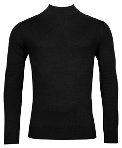 Thomas Maine Uni Color Turtleneck Single Knit Merino Trui Zwart