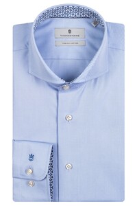 Thomas Maine Uni Fine Pattern Contrast Bari Cutaway Twill Overhemd Lichtblauw-Lichtblauw
