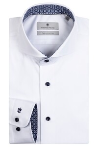 Thomas Maine Uni Fine Pattern Contrast Bari Cutaway Twill Shirt White-Blue