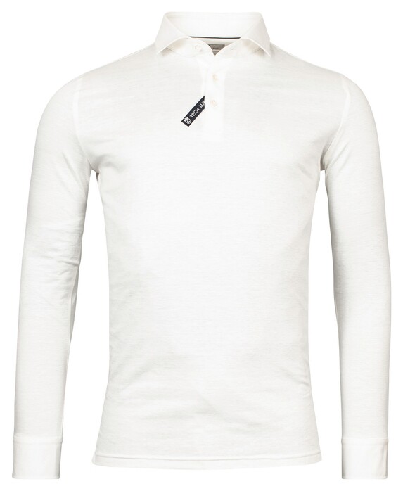Thomas Maine Uni Longsleeve Cotton Linen Jersey Poloshirt Off White