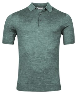Thomas Maine Uni Luxury Short Sleeve Polo Fine Single Knit Poloshirt Green