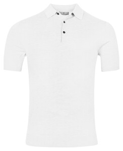 Thomas Maine Uni Luxury Short Sleeve Polo Fine Single Knit Poloshirt White