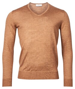 Thomas Maine V-Hals Merino Uni Color Trui Camel