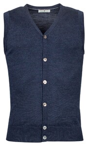 Thomas Maine V-Neck Buttons Single Knit Gilet Indigo Blue Melange
