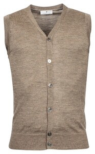 Thomas Maine V-Neck Buttons Single Knit Gilet Khaki Melange