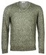 Thomas Maine V-Neck Merino Linen Single Knitted Pullover Olive Green