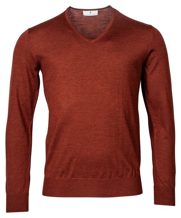 Thomas Maine V-Neck Merino Uni Color Pullover Jasper Red