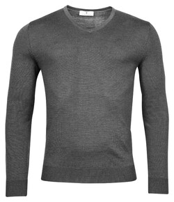 Thomas Maine V-Neck Single Knit Merino Pullover Anthracite Grey