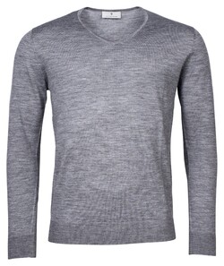 Thomas Maine V-Neck Single Knit Merino Pullover Grey