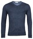 Thomas Maine V-Neck Single Knit Merino Pullover Indigo Blue Melange
