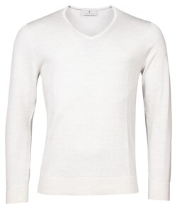 Thomas Maine V-Neck Single Knit Merino Pullover Off White
