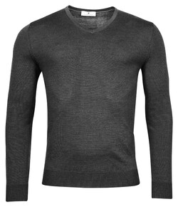 Thomas Maine V-Neck Single Knit Merino Wool Pullover Anthracite Grey