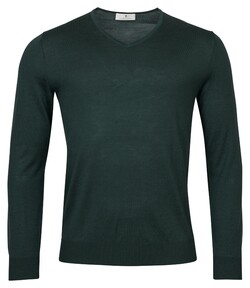 Thomas Maine V-Neck Single Knit Pullover Dark Green