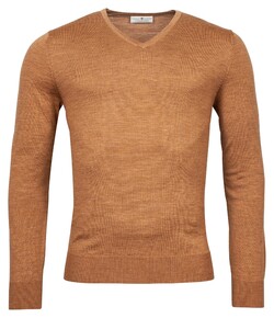 Thomas Maine V-Neck Single Knit Trui Camel