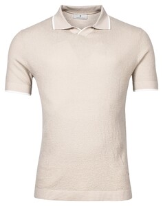 Thomas Maine V-Polo Collar Uni Merino Pullover Beige