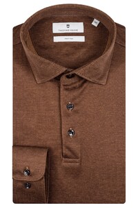Thomas Maine Vanise Mako Cotton Jersey Poloshirt Brown