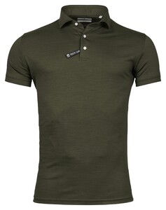 Thomas Maine Wool Jersey Uni Color Polo Olive