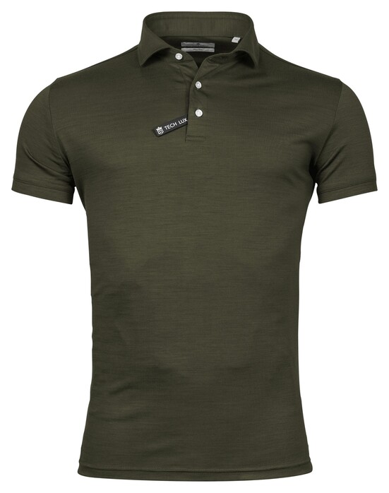 Thomas Maine Wool Jersey Uni Color Polo Olive