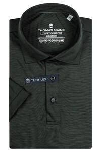 Thomas Maine Wool Short Sleeve Luxury Comfort Polo Dark Olive
