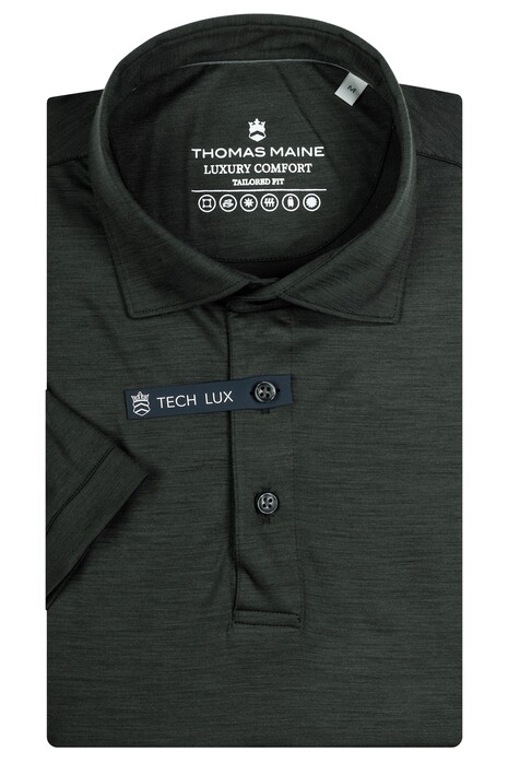 Thomas Maine Wool Short Sleeve Luxury Comfort Polo Dark Olive