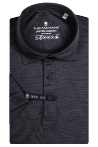 Thomas Maine Wool Short Sleeve Luxury Comfort Polo Dark Silver