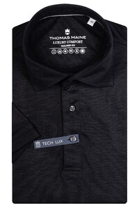 Thomas Maine Wool Short Sleeve Luxury Comfort Polo Zwart