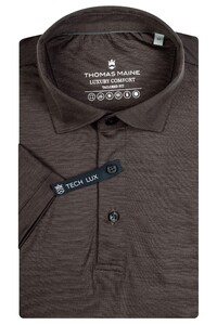 Thomas Maine Wool Short Sleeve Luxury Comfort Poloshirt Brown