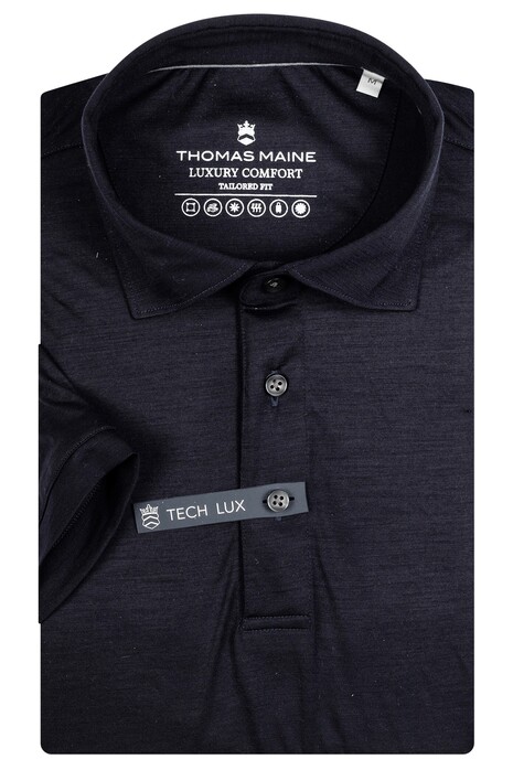 Thomas Maine Wool Short Sleeve Luxury Comfort Poloshirt Navy
