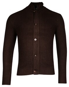 Thomas Maine Zip Buttons Combination Half Cardigan Rib Knit Brown