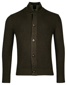 Thomas Maine Zip Buttons Combination Half Cardigan Rib Knit Dark Olive