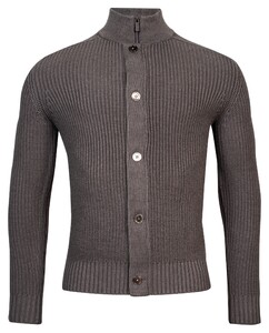 Thomas Maine Zip Buttons Half Cardigan Rib Knit Greygreen