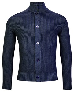 Thomas Maine Zip Buttons Half Cardigan Rib Knit Vest Indigo