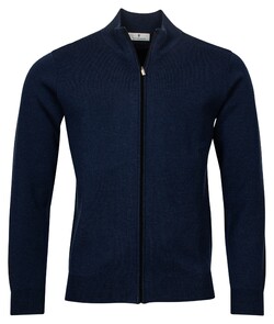 Thomas Maine Zip Milano Knit Structure Side Cardigan Navy