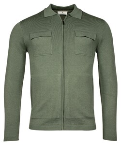 Thomas Maine Zip Pull Double Breast Pocket Milano Knit Merino Blend Overshirt Green