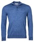 Thomas Maine Zip Single Knit Merino Pullover Mid Blue