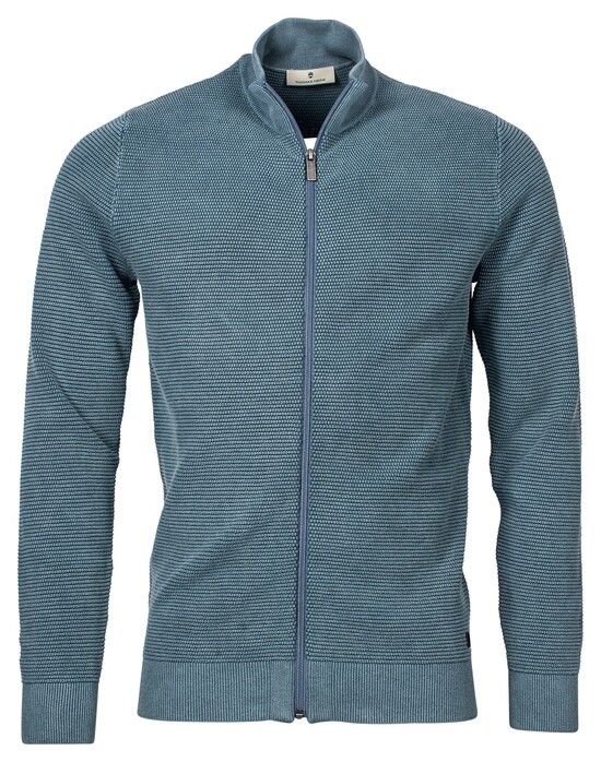 Thomas Maine Zip Structure Cardigan Pigment Enzyme Wash Petrol Grey